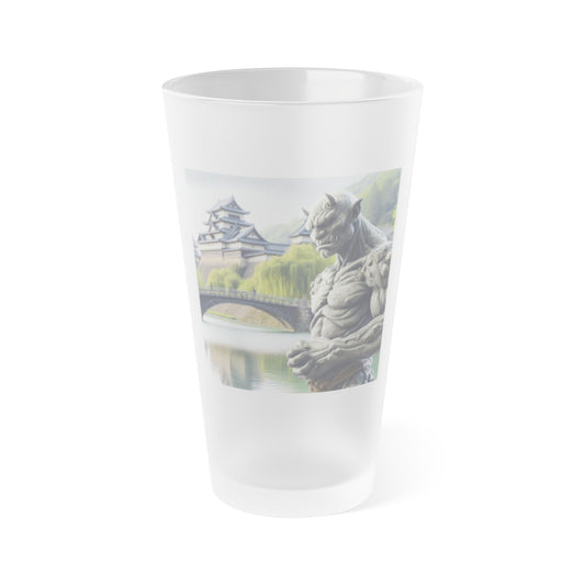 Glass | Pint Glass | Frosted | Dark Fantasy | Yokai Lore | Oni