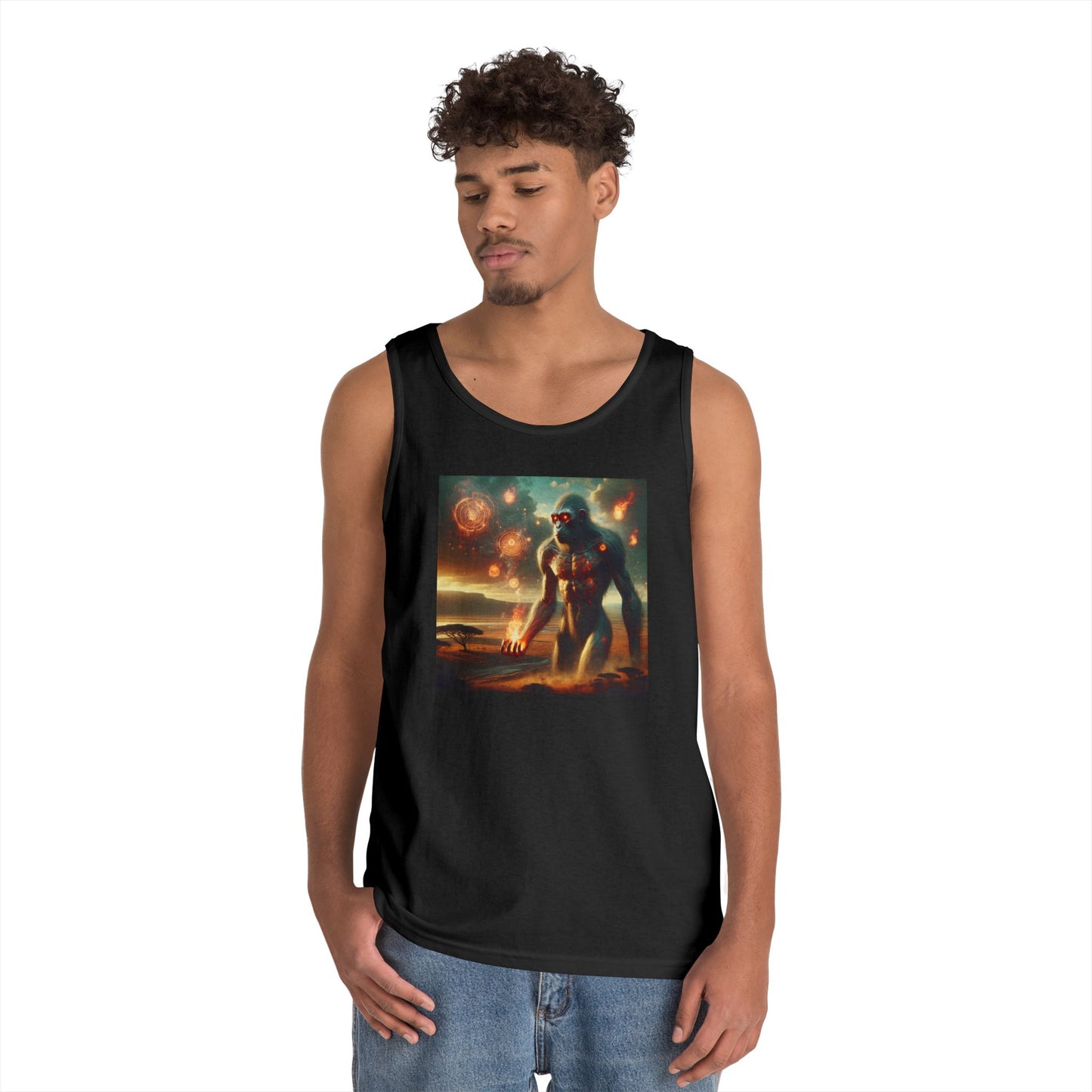 Tank Top | Unisex | Katun Tebal | Mitos Titan Api | Dewa Primordial