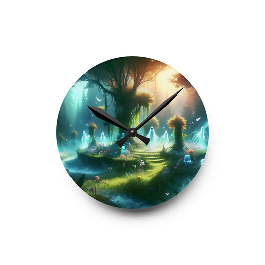 ساعة حائط | أكريليك | مستديرة أو مربعة | غابة سحرية | موطن الإيجنس فاتوس | شجرة الحياة