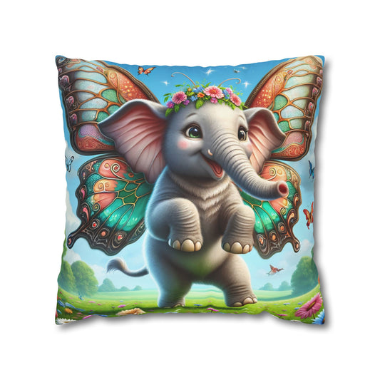 Sarung bantal | Persegi | Kanvas poliester | Fantasi Mitologi | Gajah Kupu-kupu