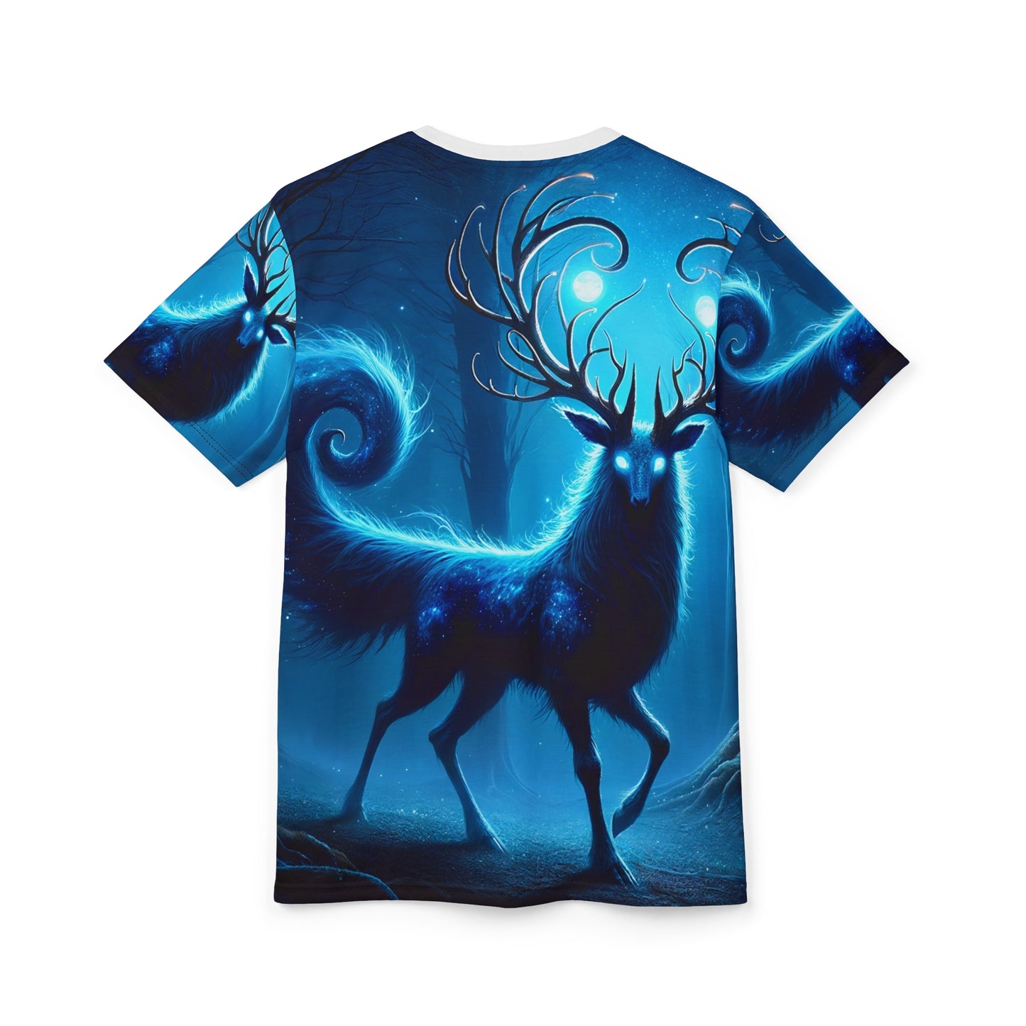 Camiseta | Estampado completo | Camiseta unisex | Ciervo espíritu místico | Azul guardián