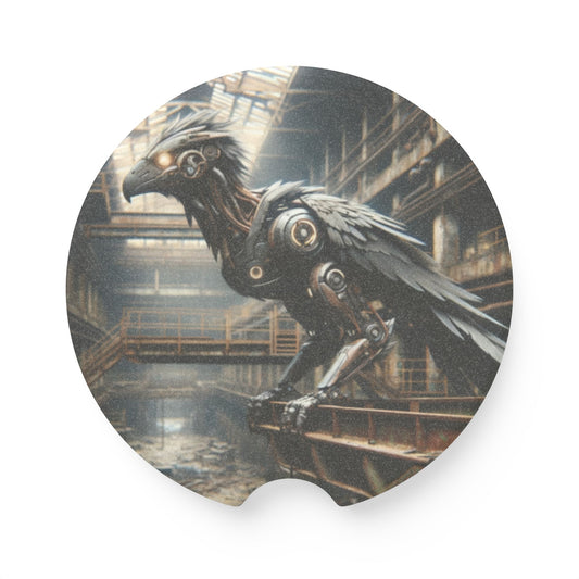 Apoia-copos | Apoia-copos para carro | Pedra-sabão | Steampunk | Retrofuturismo | Corvo