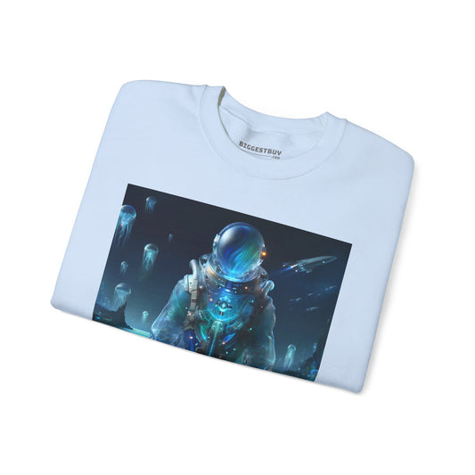 Sweatshirt | Unisex | Rundhalsausschnitt | Schwere Mischung | Weltraum-Biolumineszenz | Astronaut
