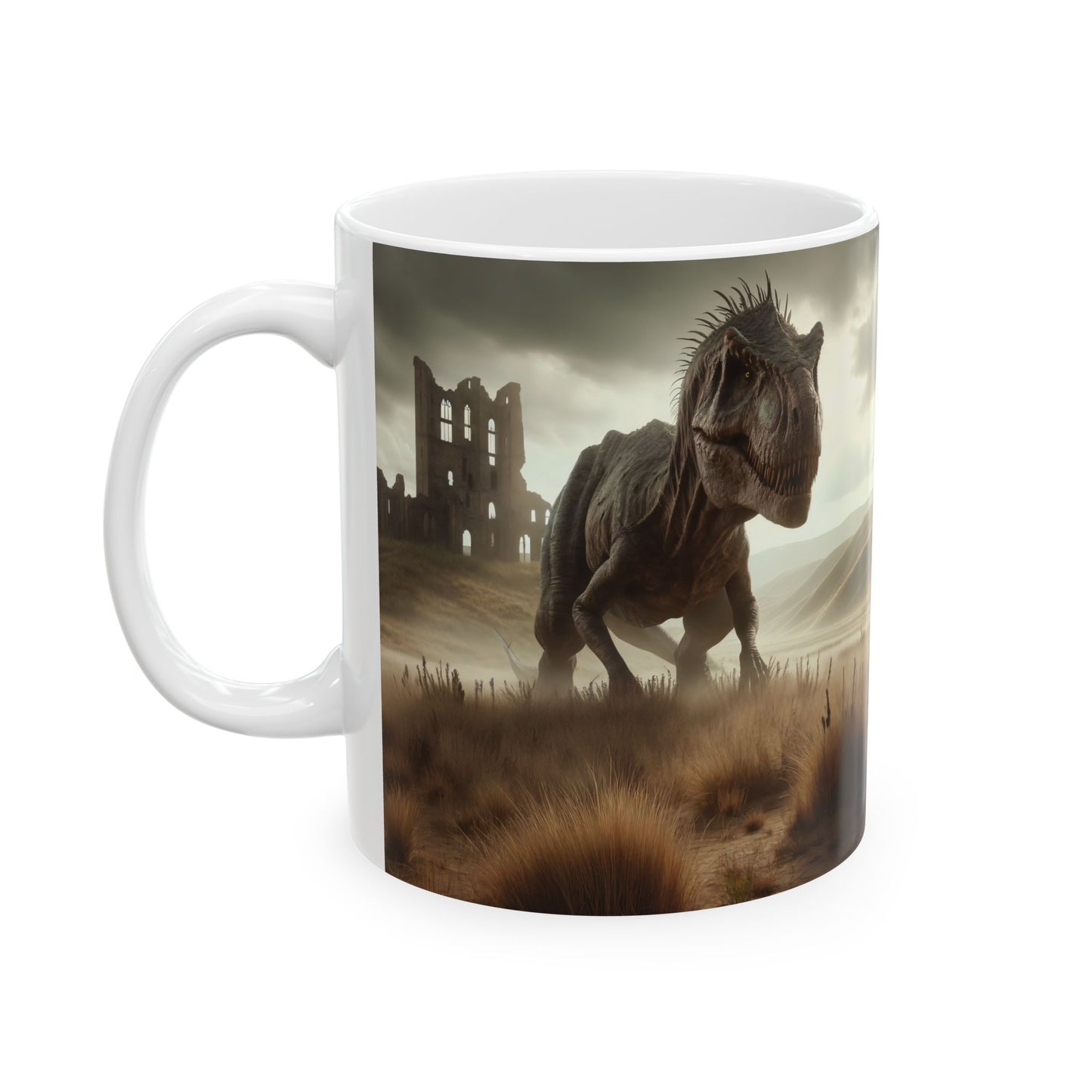 Tazza | Ceramica | Bianca | Paleofinzione | Dinosauri Preistorici | T-Rex