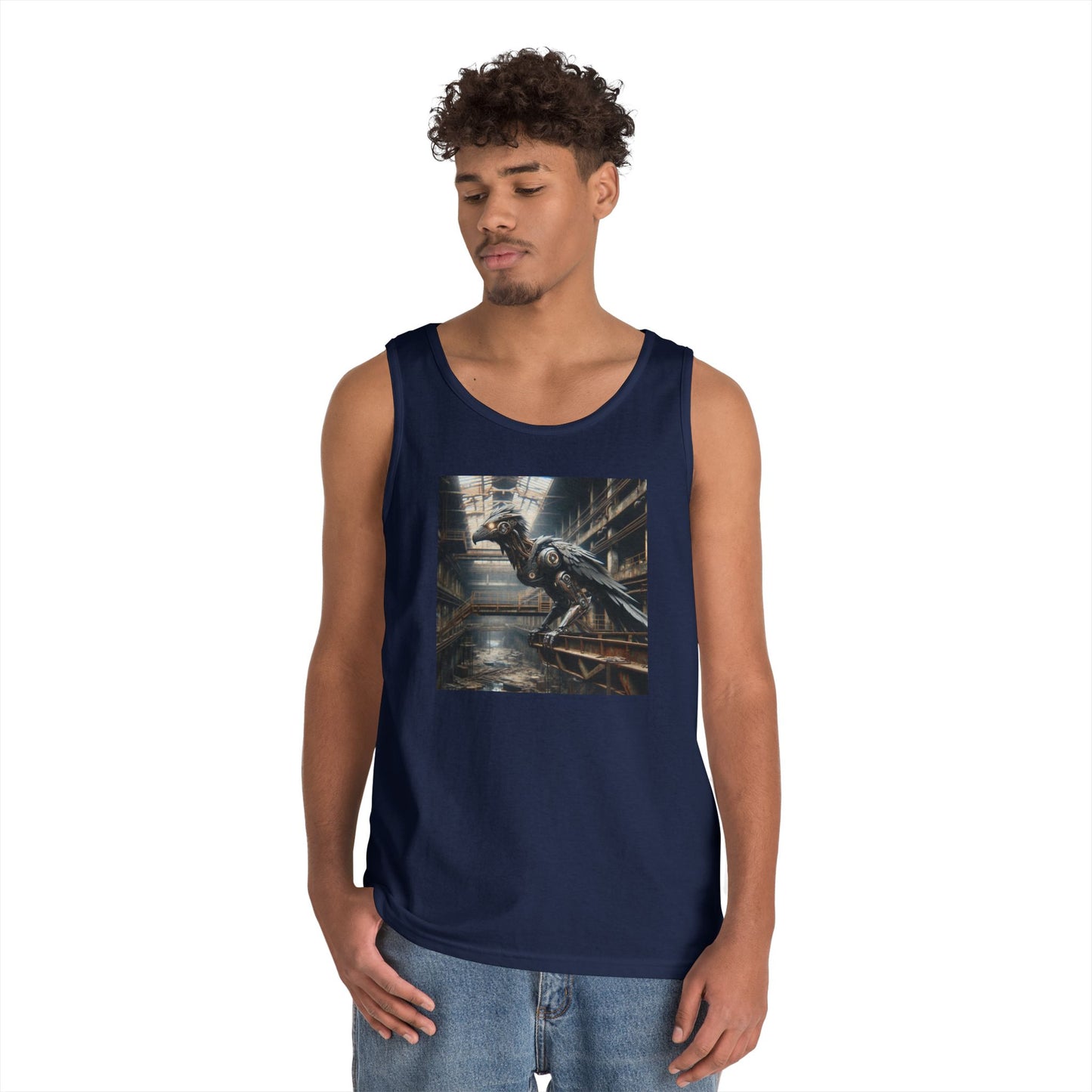 Camiseta de tirantes | Unisex | Algodón grueso | Steampunk Distópico | Cuervo Mecánico