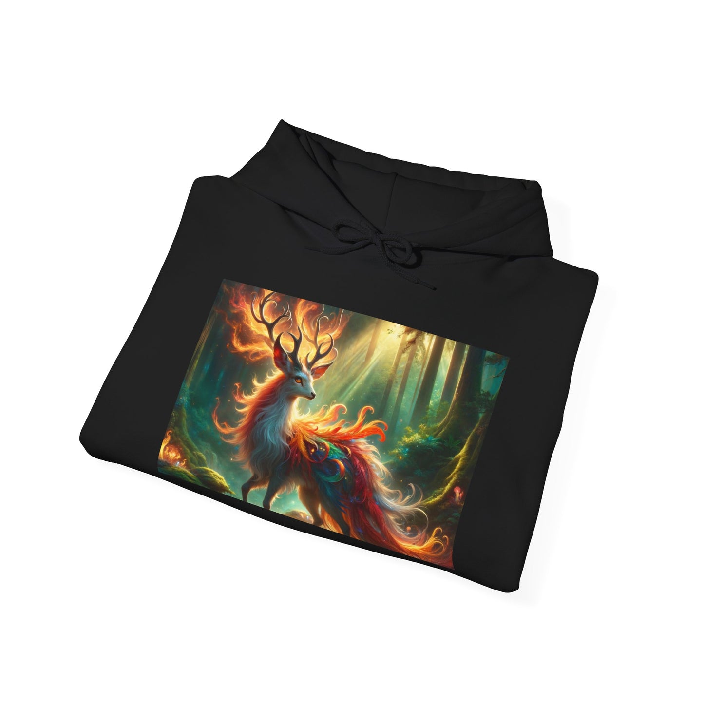 Felpa con cappuccio | Unisex | Felpa con cappuccio | Misto pesante | Mitologia Fantastica | Cervo di Fuoco