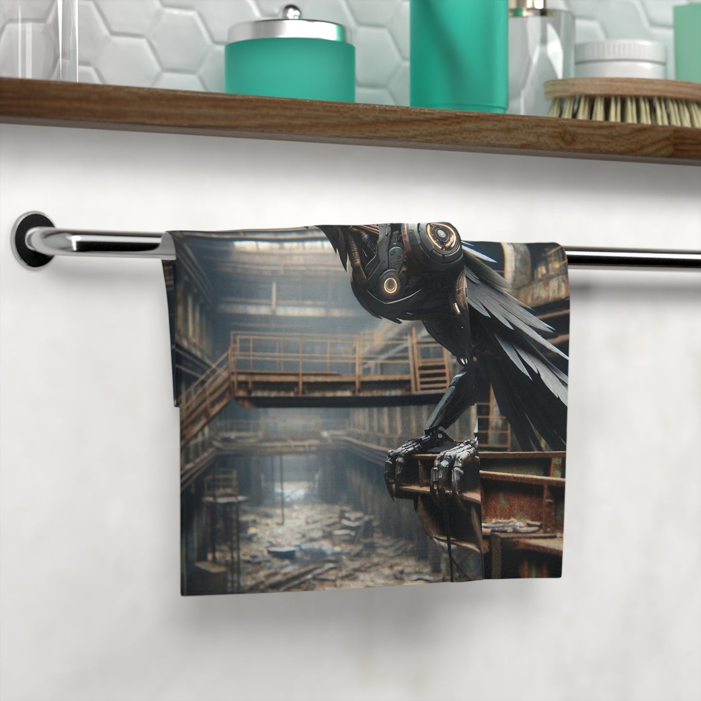 Handdoek | Washandje | Steampunk | Klokwerk Mechanica | Raaf