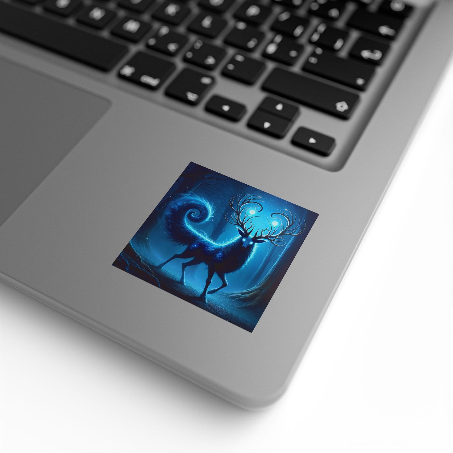 Stickerlabelrol | Vierkant | Kosmisch Woud Mystiek | Blauwe Hert