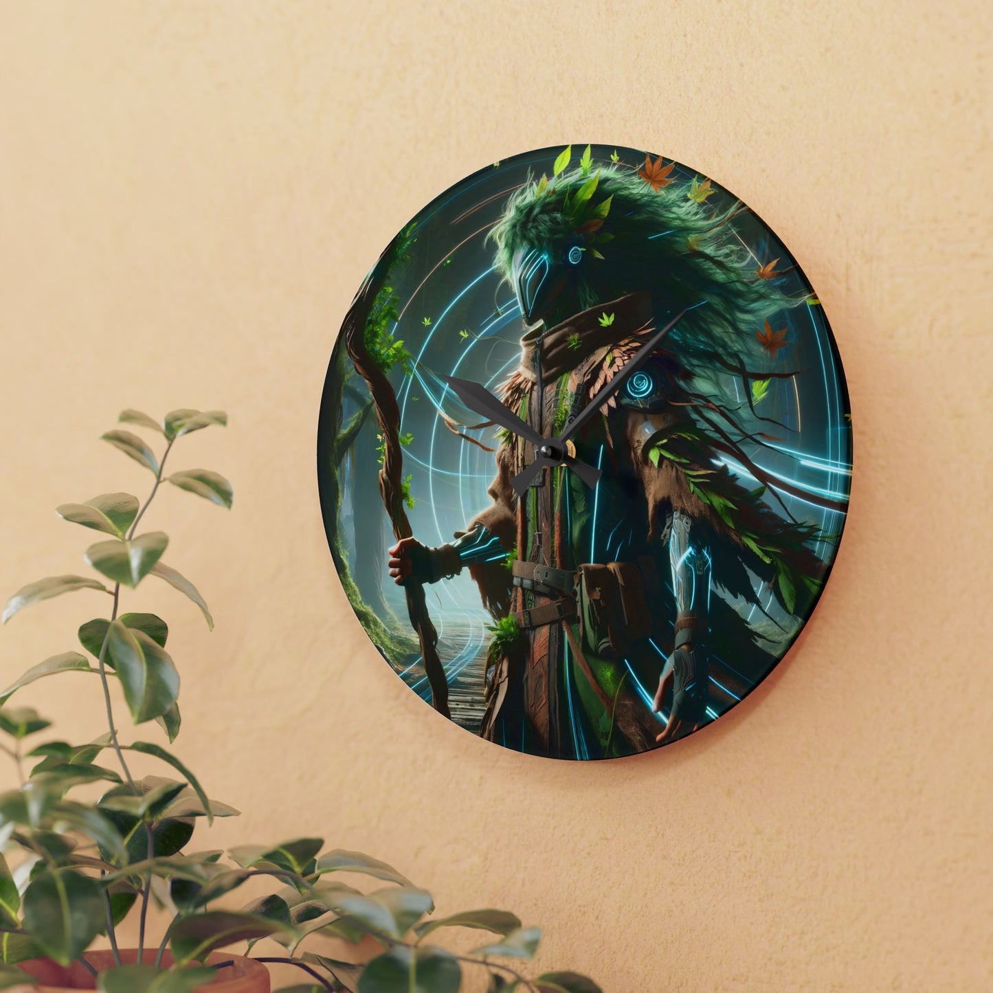 Wandklok | Acryl | Rond of vierkant | Eco-mystiek | Boswachter Sjamaan