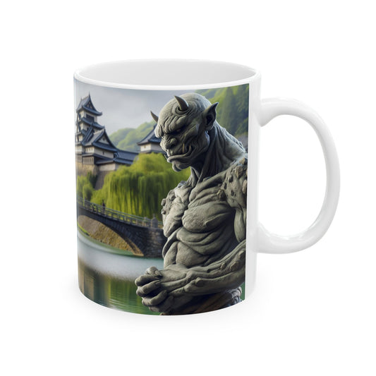 Mug | Ceramic | White | Dark Fantasy | Yokai Lore | Oni
