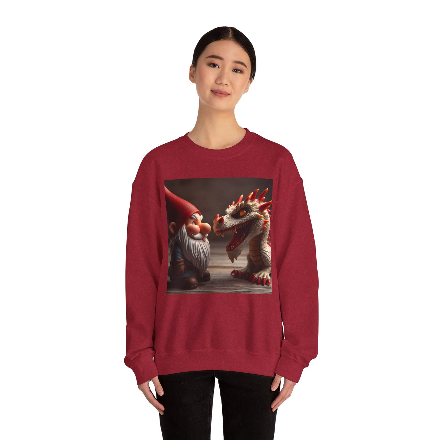 Bluza dresowa | Unisex | Okrągły dekolt | Gruba mieszanka | Fantasy folklorystyczne | Gnom i Smok