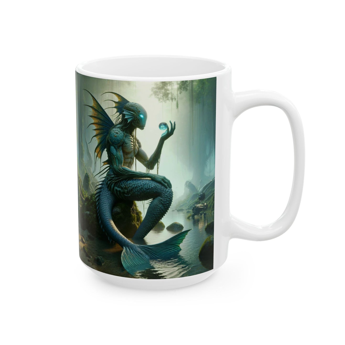 Mok | Keramiek | Wit | Slavische Mythe | Vodyanoy | Watergeest