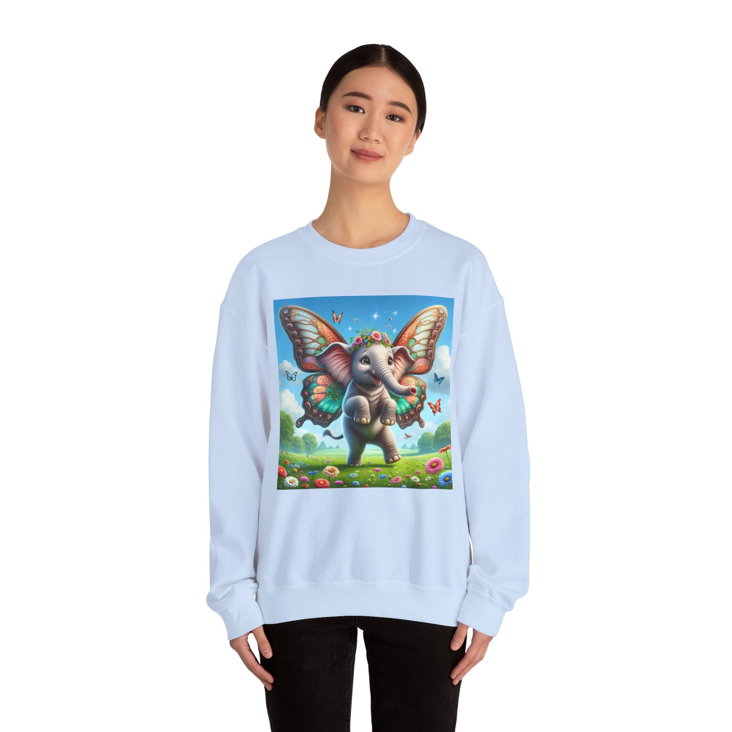 Bluza dresowa | Unisex | Okrągły dekolt | Gruba mieszanka | Baśniowa fauna | Airavata | Słonik