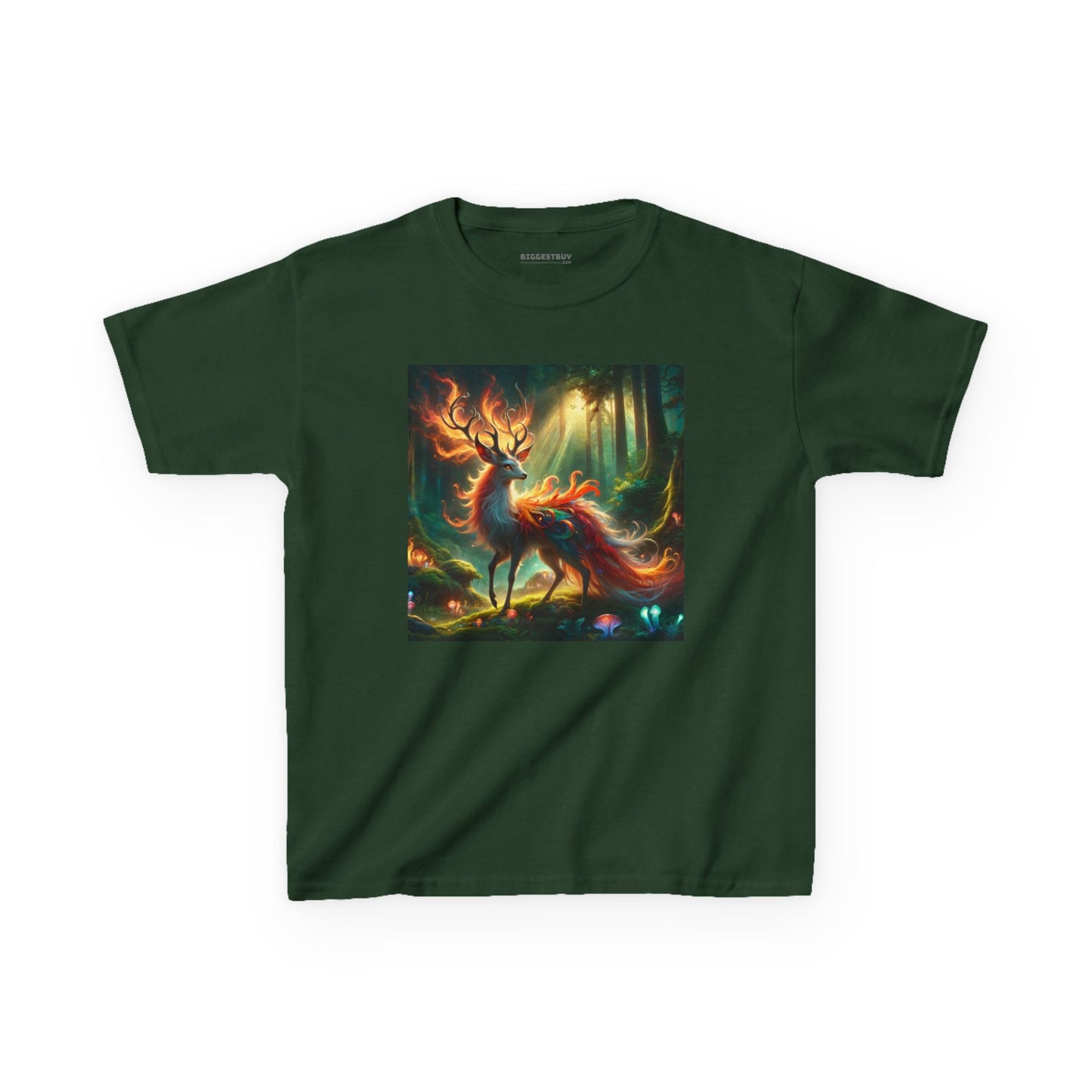 T-Shirt | Koszulka dziecięca | Ciężka bawełna | Mistyczna fantazja | Ognisty jeleń