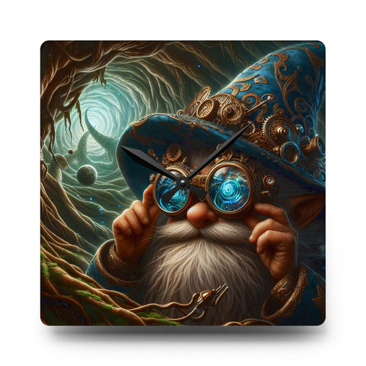 ساعة حائط | أكريليك | مستديرة أو مربعة | خيال الفوارتاليم | ساحر القزم