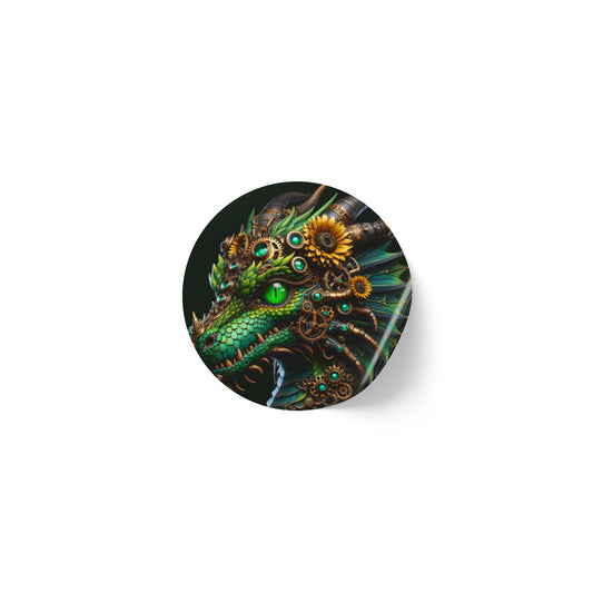 Klistremerkerull | Rund | Steampunk Fantasy | Mekanisk Drage