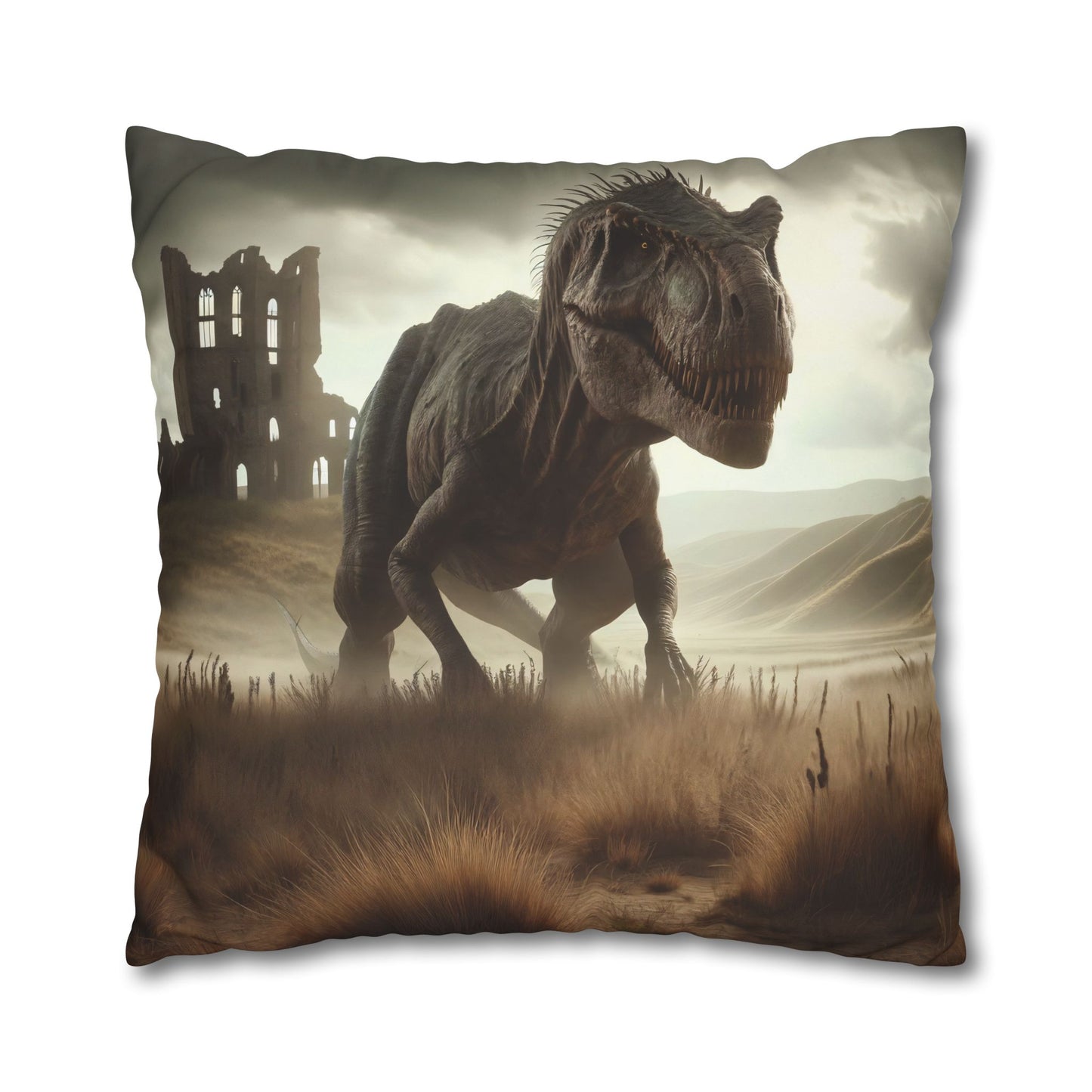 Funda de almohada | Cuadrado | Lienzo de poliéster | Ficción prehistórica | T-Rex