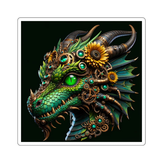 Sticker | Square | Steampunk Fantasy | Dragon Head