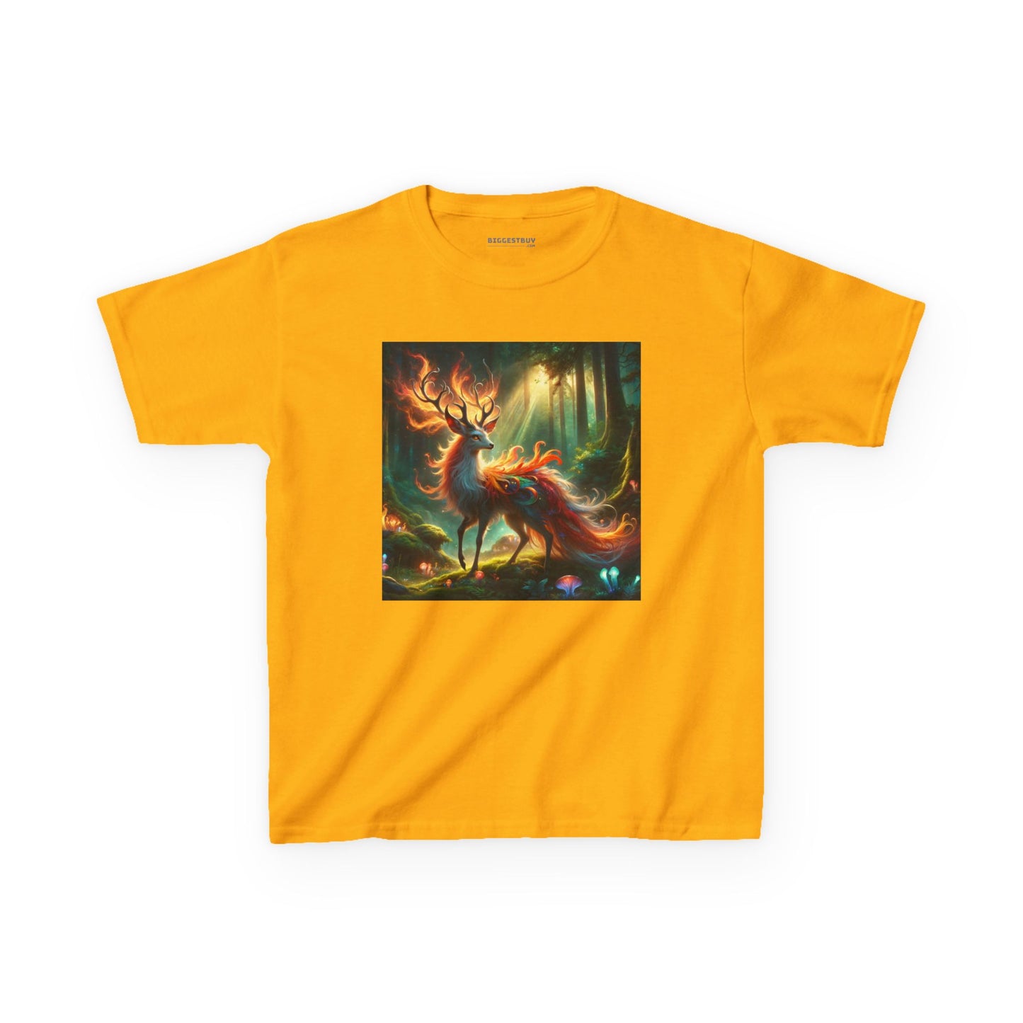 T-Shirt | Koszulka dziecięca | Ciężka bawełna | Mistyczna fantazja | Ognisty jeleń