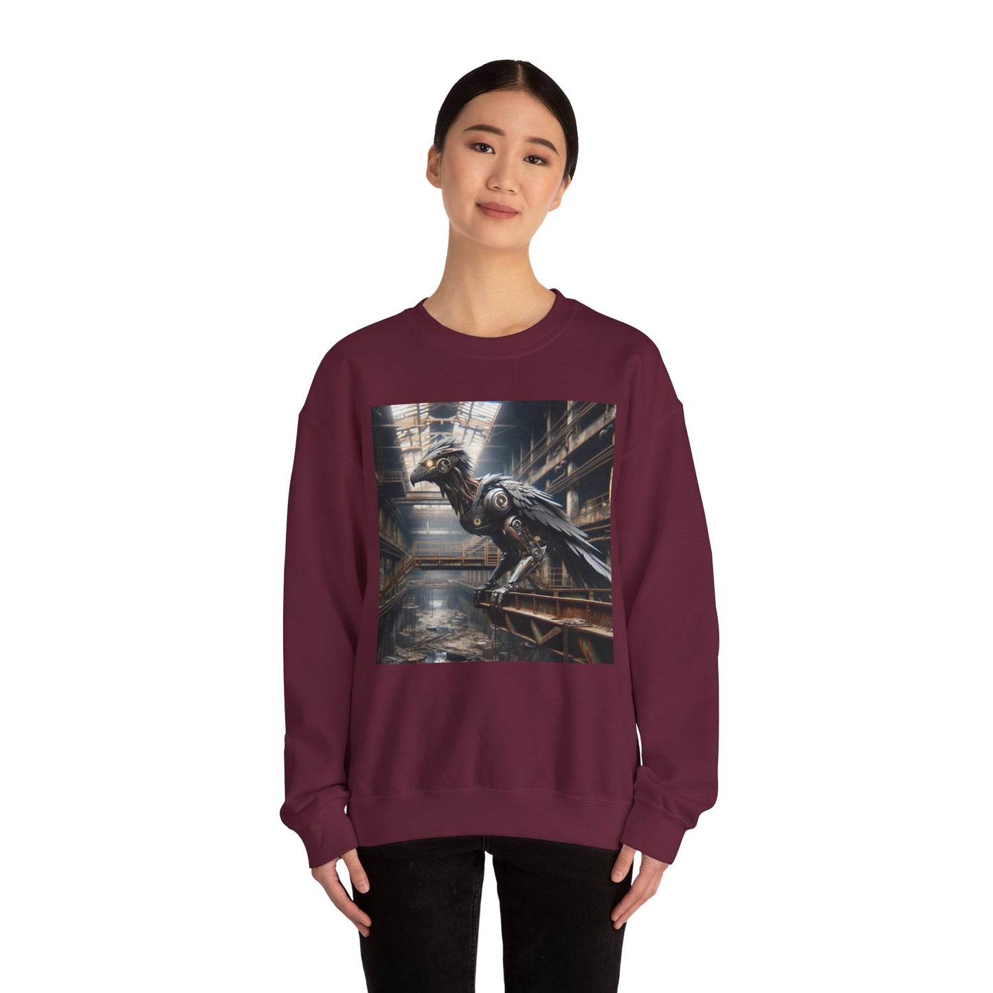 Felpa | Unisex | Girocollo | Misto pesante | Steampunk Post-Apocalittico | Corvo Meccanico