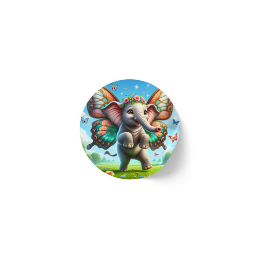 Roll Label Stiker | Bulat | Fantasi Mitologi | Gajah Kupu-kupu