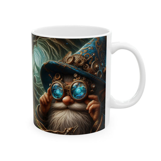 Kupa | Seramik | Beyaz | Steampunk Fantezi | Cüce Büyücü | Portre