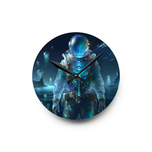 Wanduhr | Acryl | Rund oder quadratisch | Weltraum-Biolumineszenz | Astronaut