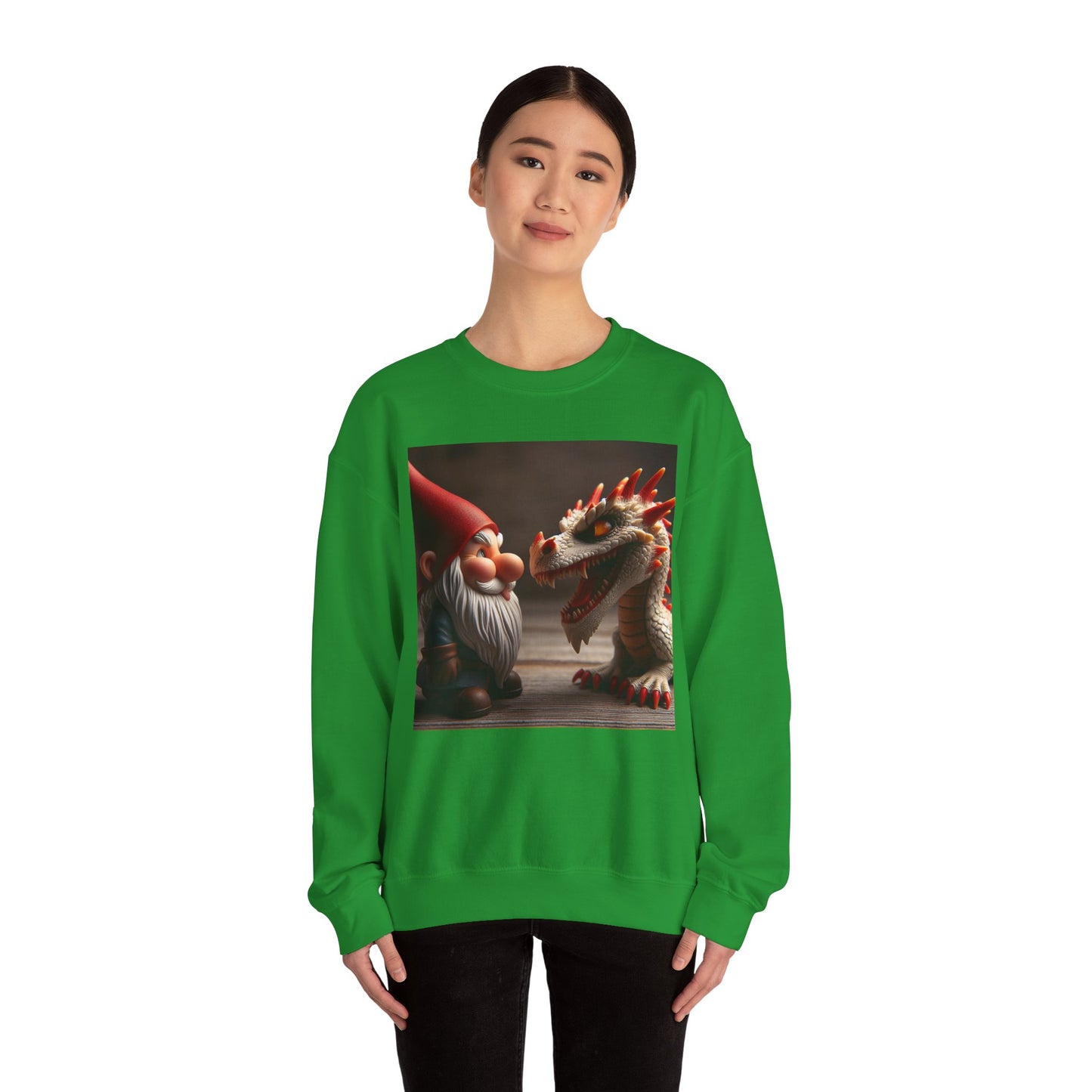 Bluza dresowa | Unisex | Okrągły dekolt | Gruba mieszanka | Fantasy folklorystyczne | Gnom i Smok