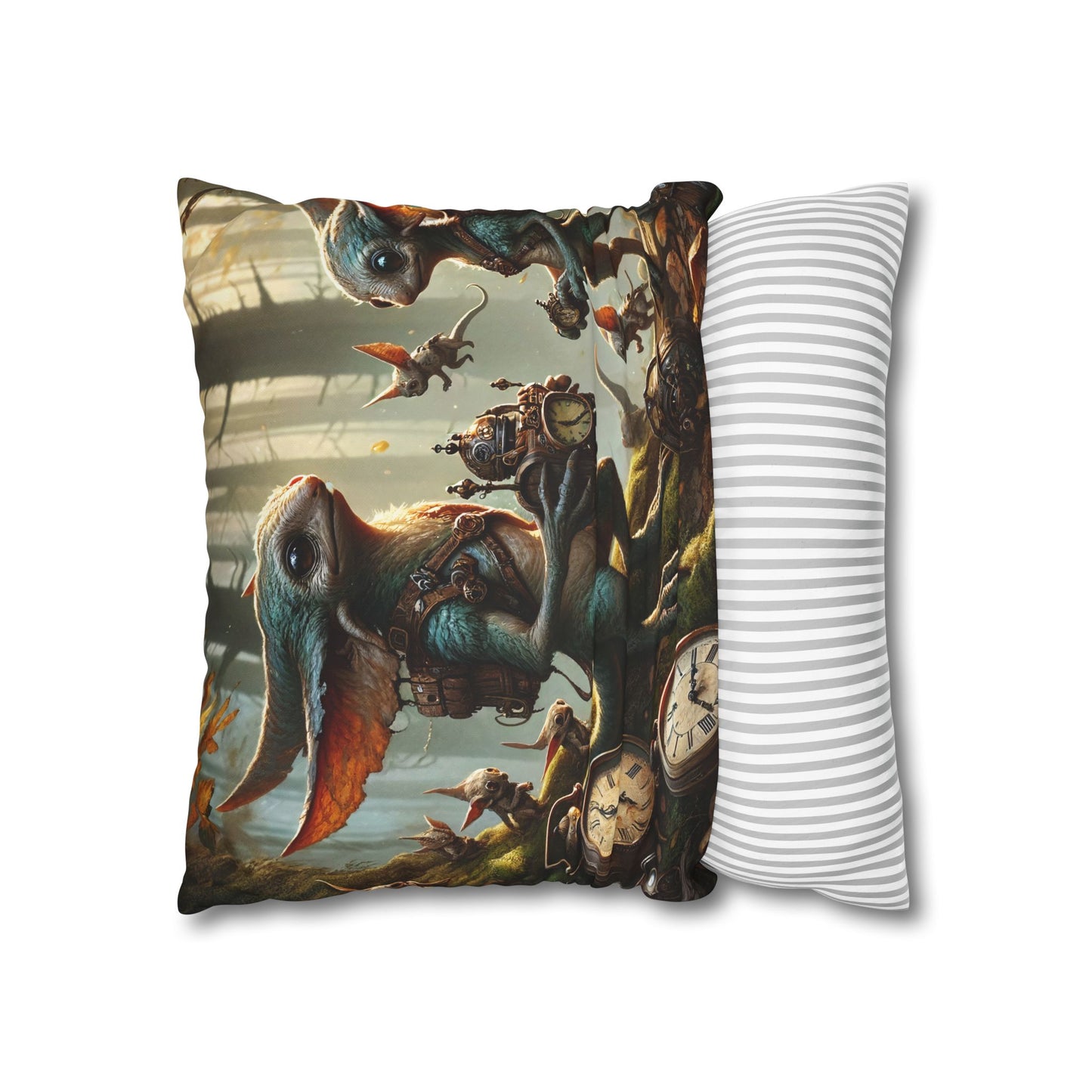 Kussensloop | Vierkant | Polyester canvas | Steampunk Feeën | Boswachters