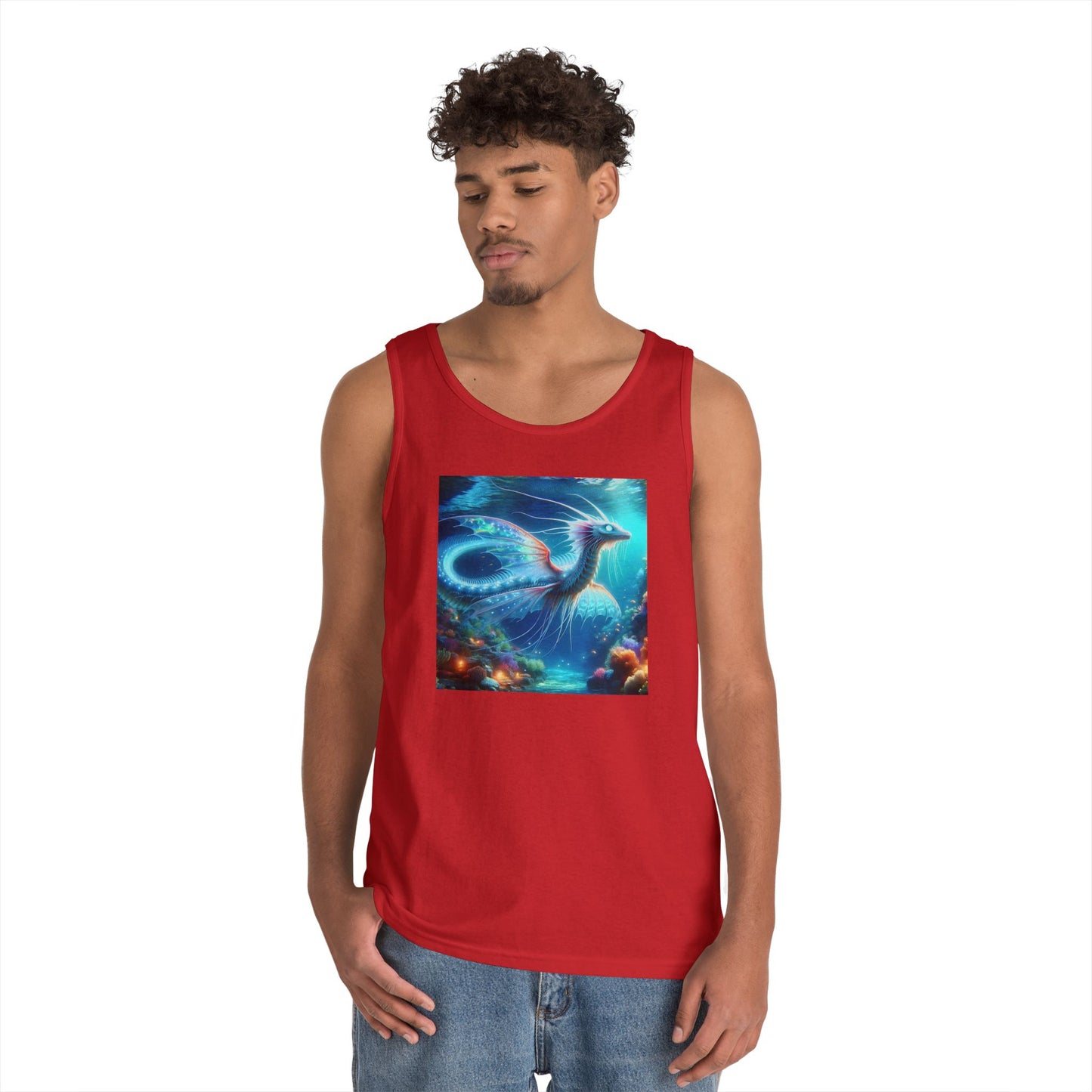 ٹینک ٹاپ | یونیسیکس | ہیوی کاٹن | آبی فینٹسی | بحری اژدہا | سمندری مخلوق