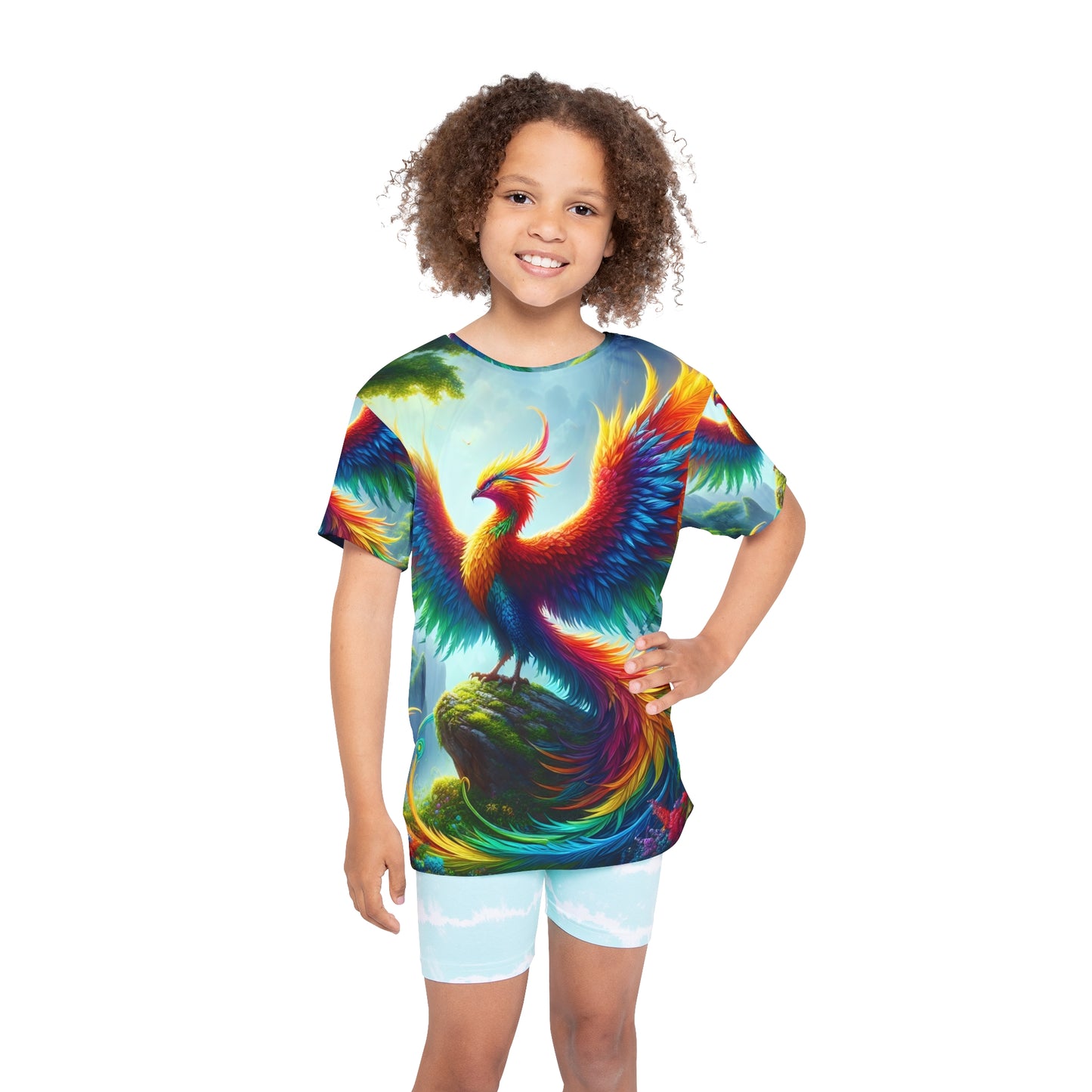 قميص رياضي | للأطفال | فن أسطوري | طائر العنقاء الخالد | نار