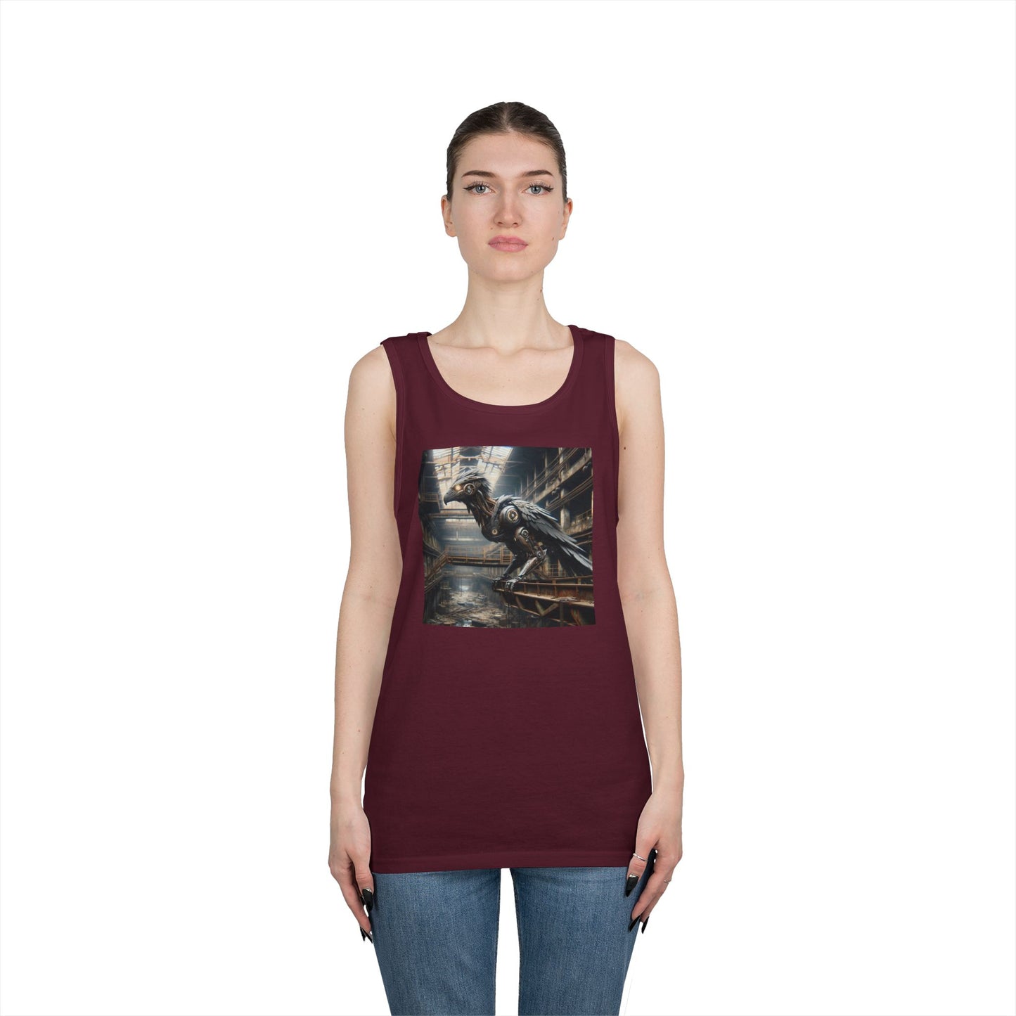 Camiseta de tirantes | Unisex | Algodón grueso | Steampunk Distópico | Cuervo Mecánico