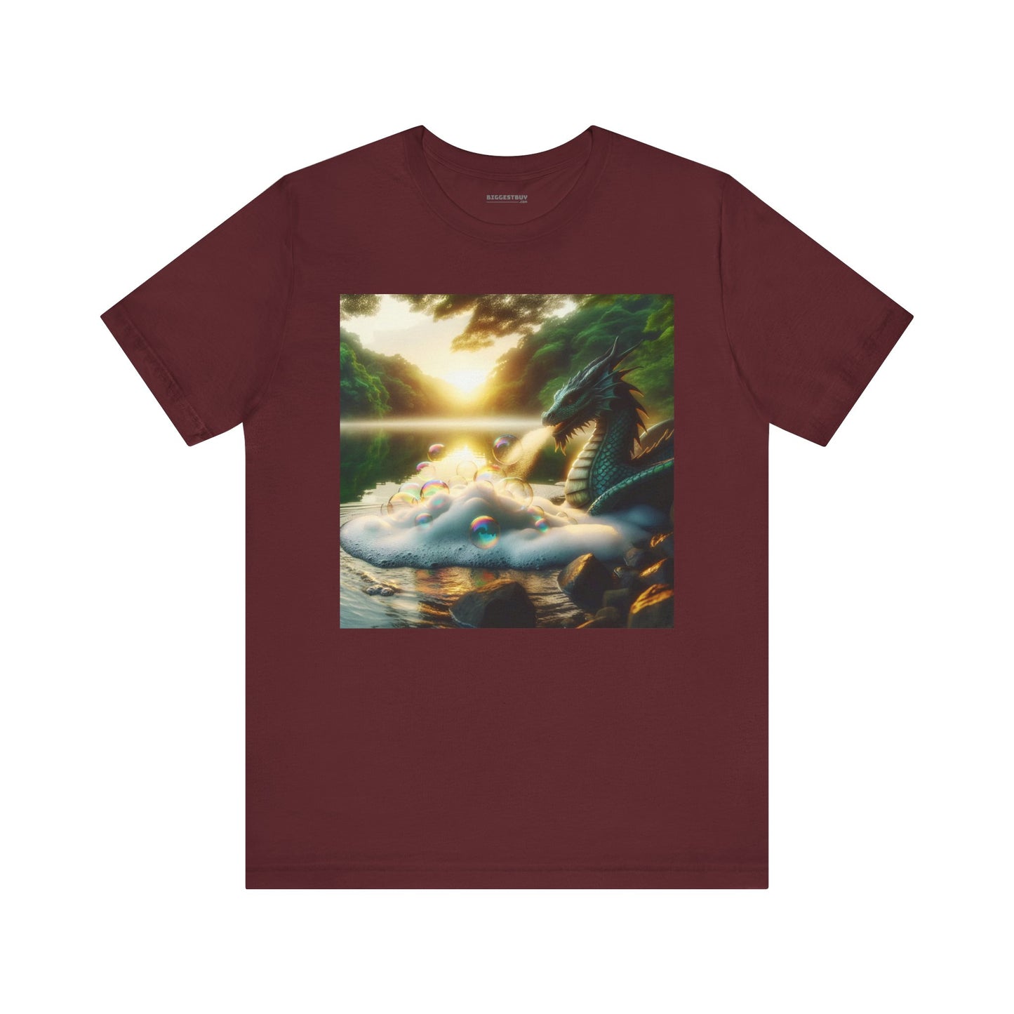 เสื้อยืด | ยูนิเซ็กส์ | เสื้อยืดเจอร์ซีย์ | แขนสั้น | แฟนตาซีมังกร | มังกรริมทะเลสาบ