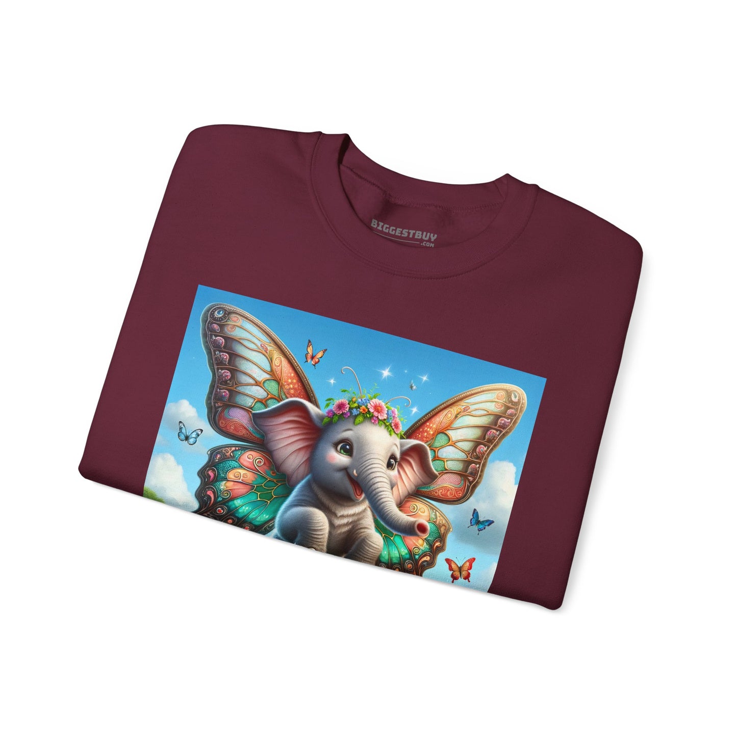 Bluza dresowa | Unisex | Okrągły dekolt | Gruba mieszanka | Baśniowa fauna | Airavata | Słonik