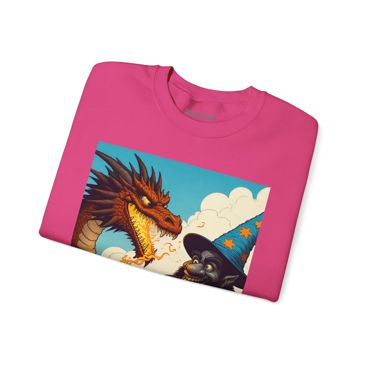 Bluza dresowa | Unisex | Okrągły dekolt | Gruba mieszanka | Heroiczne fantasy | Smok i czarodziej