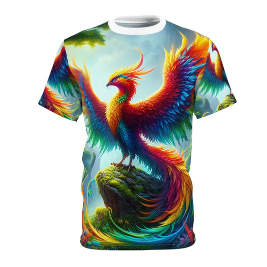 ٹی شرٹ | آل اوور پرنٹ | یونیسیکس ٹی | افسانوی تصور | عنقا اساطیر | آتشی پرندہ