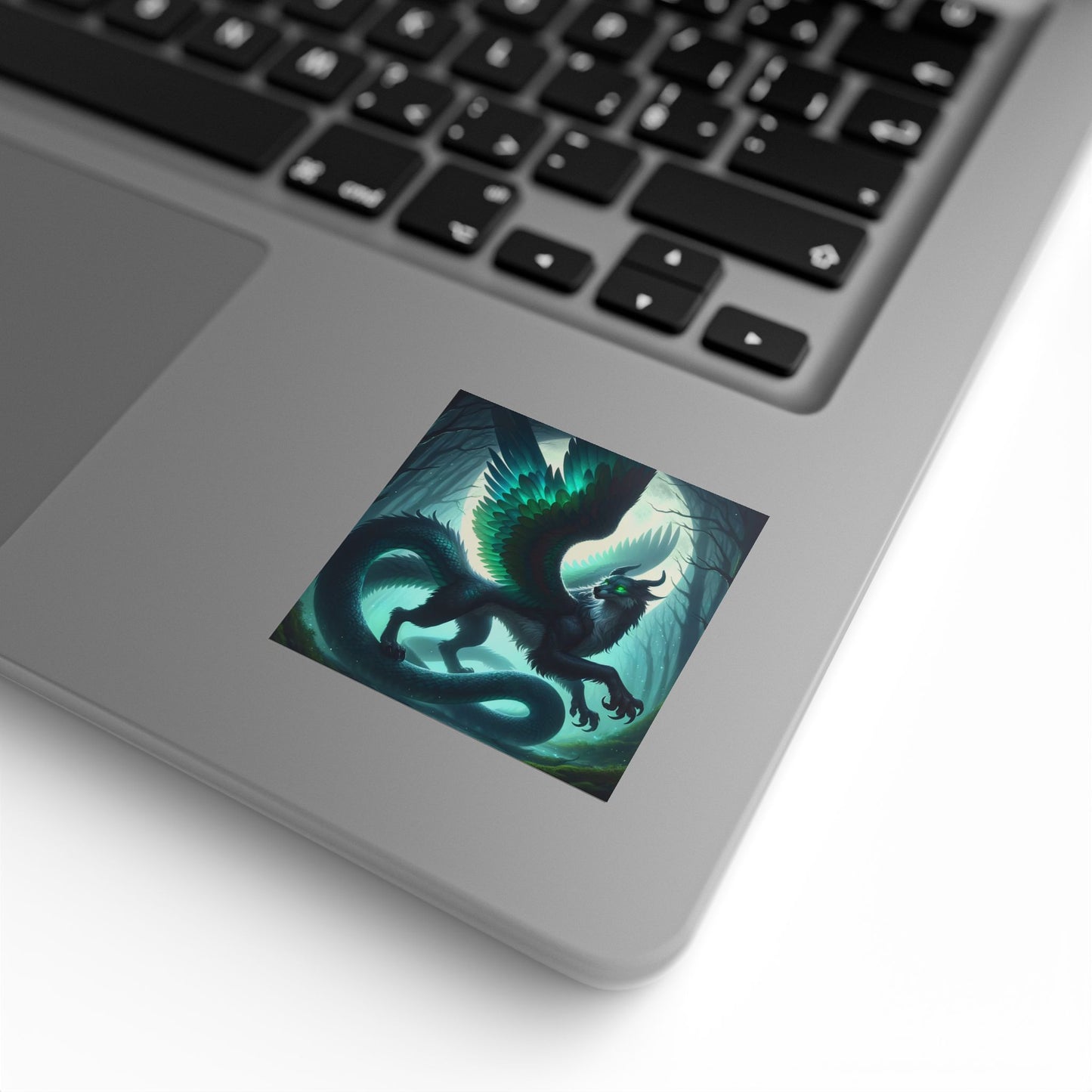 لفة ملصقات | مربعة | تنين أسطوري | مخلوق خيالي | جناح ريشي