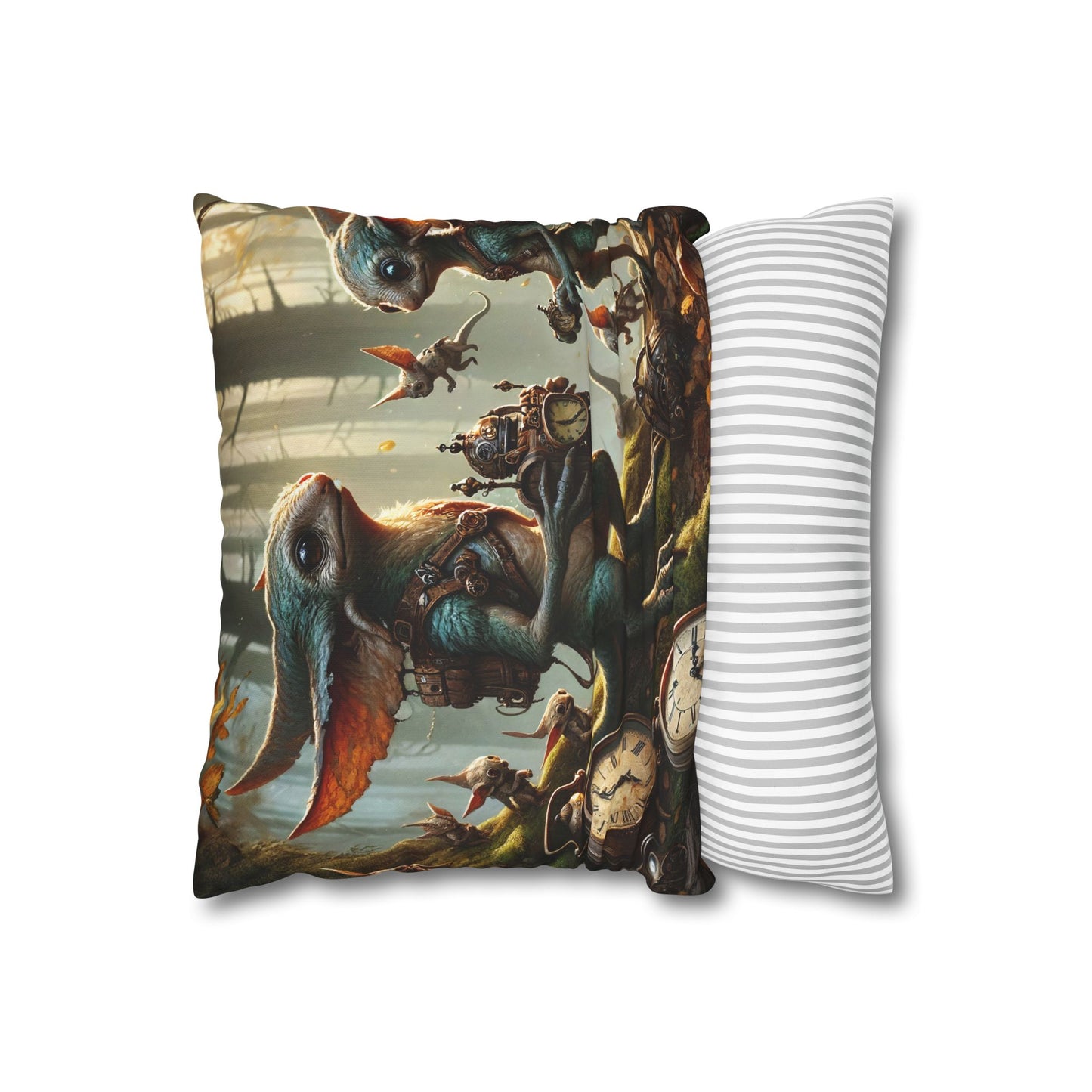 Kussensloop | Vierkant | Polyester canvas | Steampunk Feeën | Boswachters