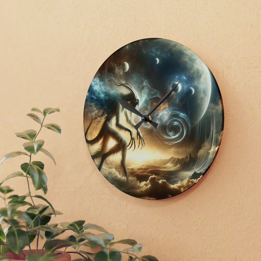 Jam Dinding | Akrilik | Bulat atau Kotak | Kosmik Lovecraftian | Entitas Kuno