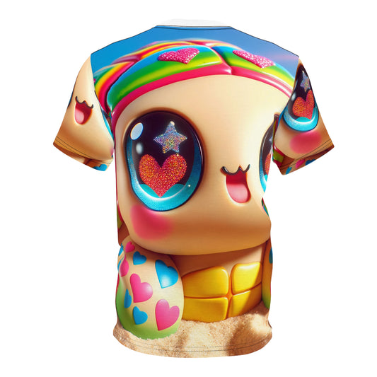 T-shirt | Impression intégrale | T-shirt unisexe | Kawaii Fantaisie | Tortue Arc-en-ciel