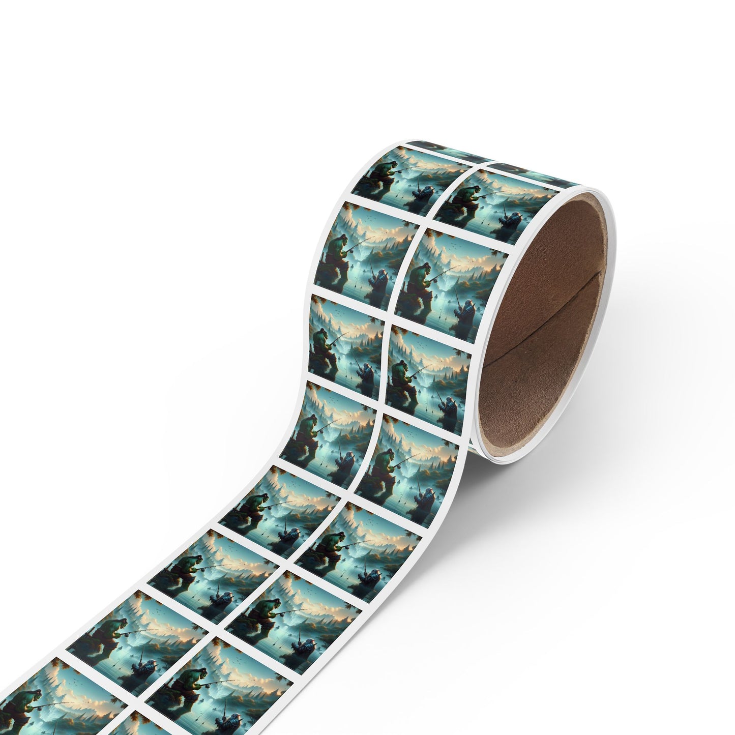 Rotolo di etichette adesive | Quadrato | Fantasy Interrazziale | Amicizia Orc-Nano
