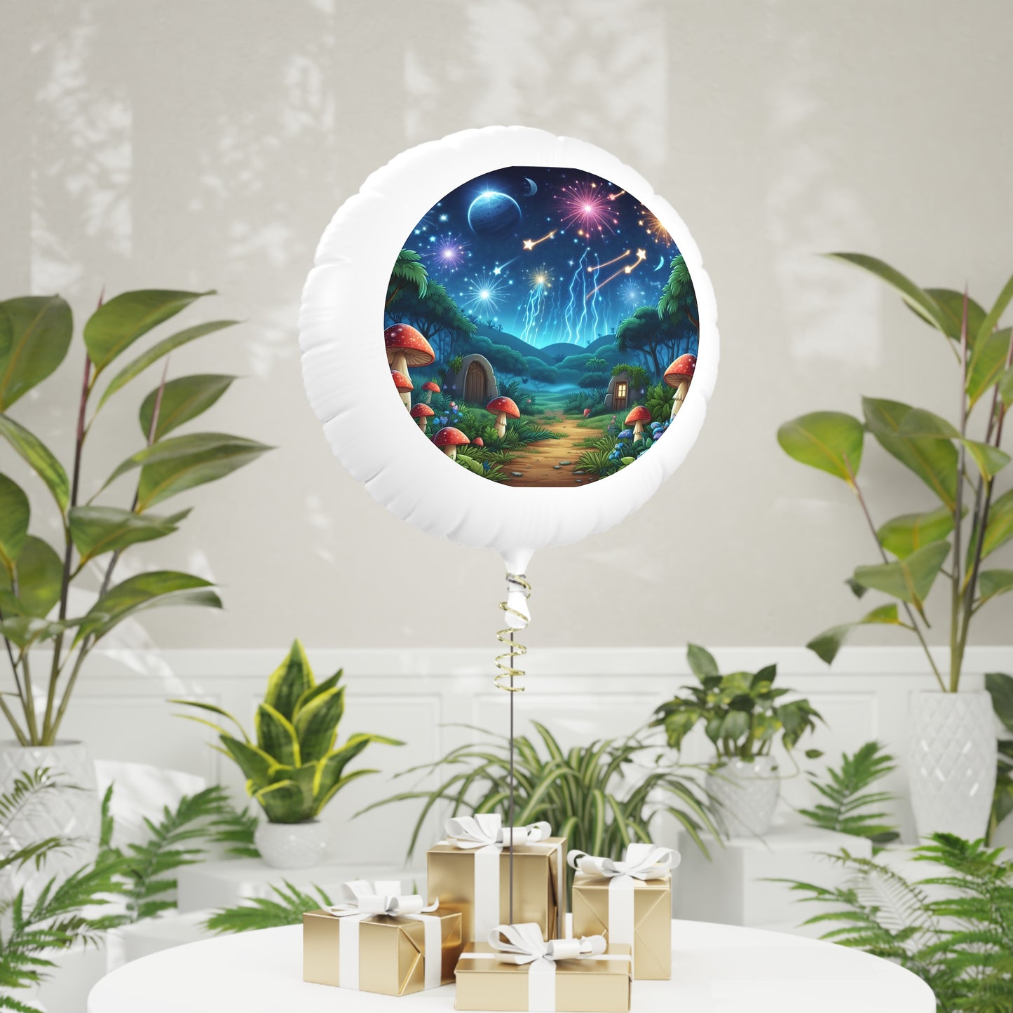 गुब्बारा | हीलियम | मायलर | जादुई कल्पना | बायोल्यूमिनेसेंट मशरूम