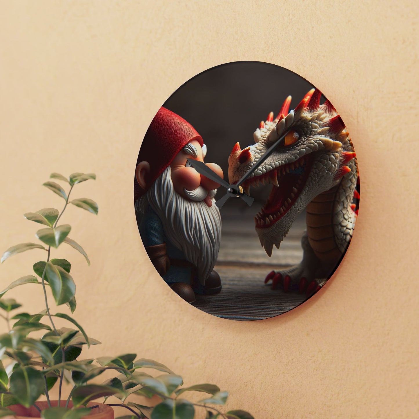 Zegar ścienny | Akrylowy | Okrągły lub kwadratowy | Fantasy folklorystyczne | Gnom i Smok