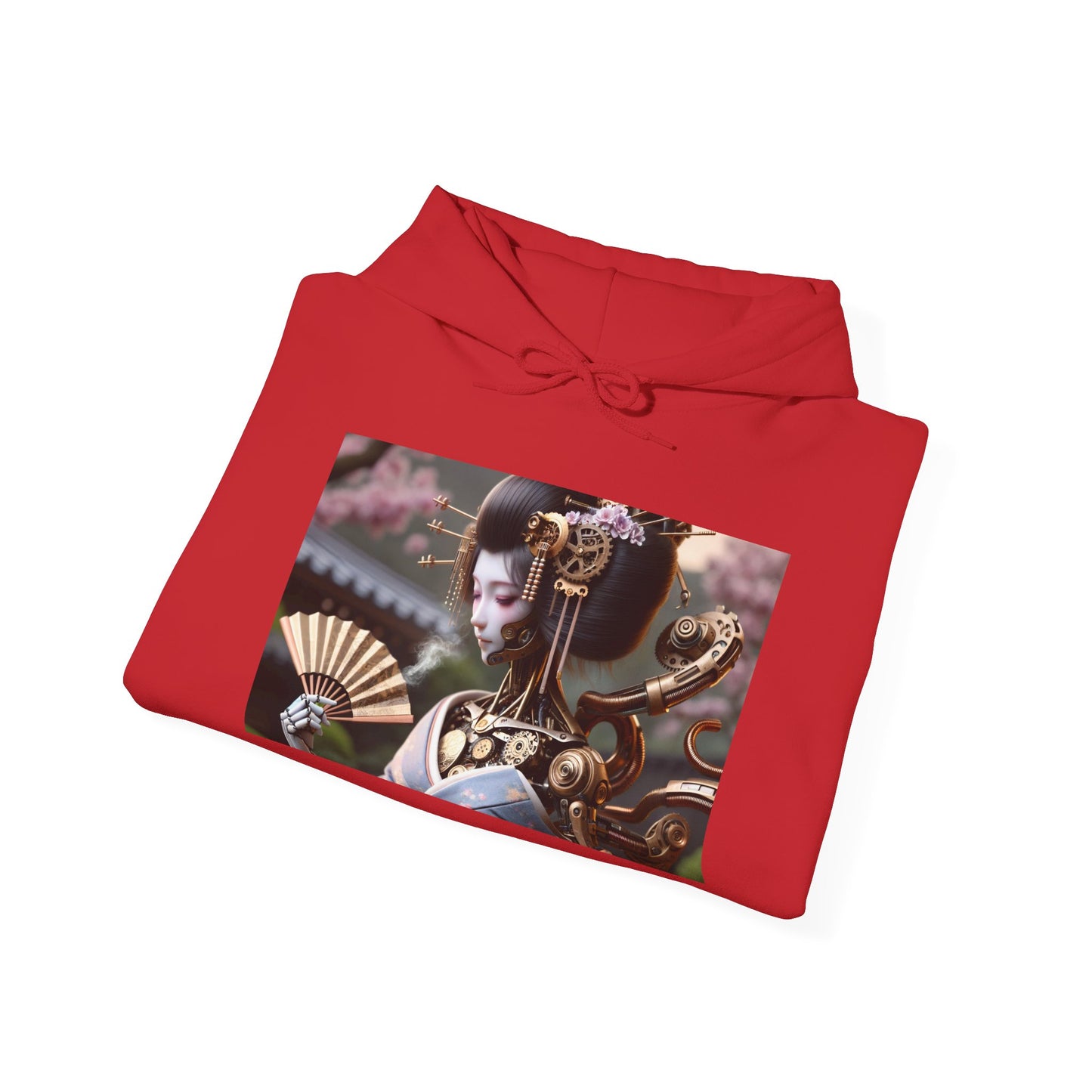 Bluza z kapturem | Unisex | Bluza dresowa z kapturem | Gruba mieszanka | Steampunk | Cyberpunk | Gejsza Robot