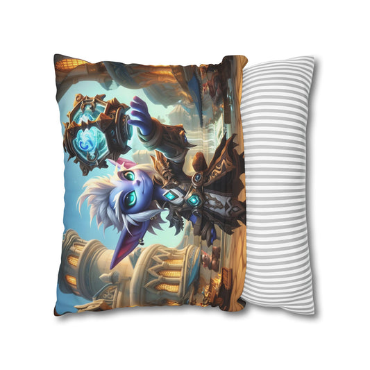 Funda de almohada | Cuadrado | Lienzo de poliéster | Fantasía Arcana | Gnomo Cronómago | Mágico