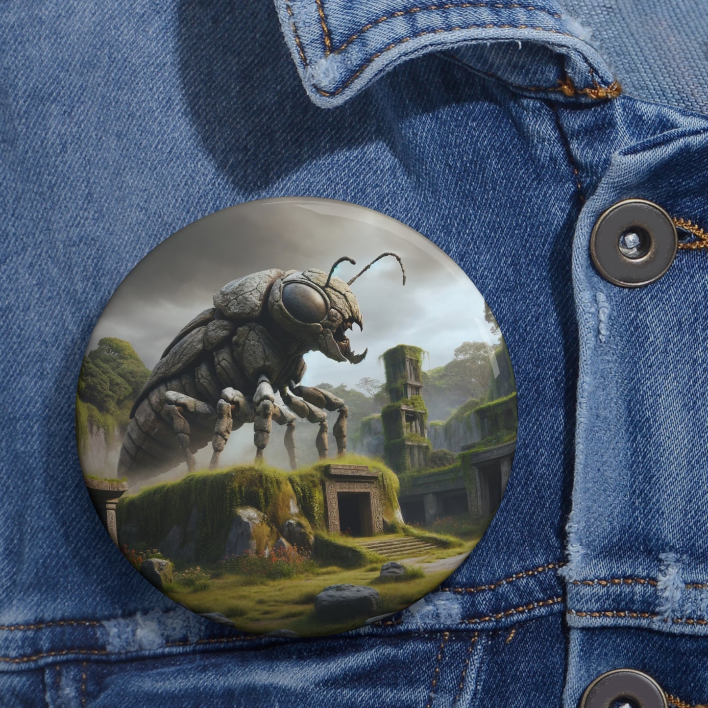 Button | Speldbutton | Met speld | Naturpunk | Kever | Groen