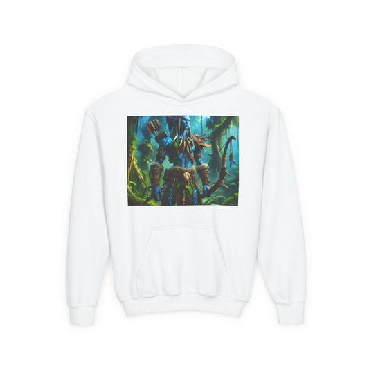 Sweatshirt | Youth | Hooded | Heavy Blend | Tribal Fantasy | Wood Elf Warrior