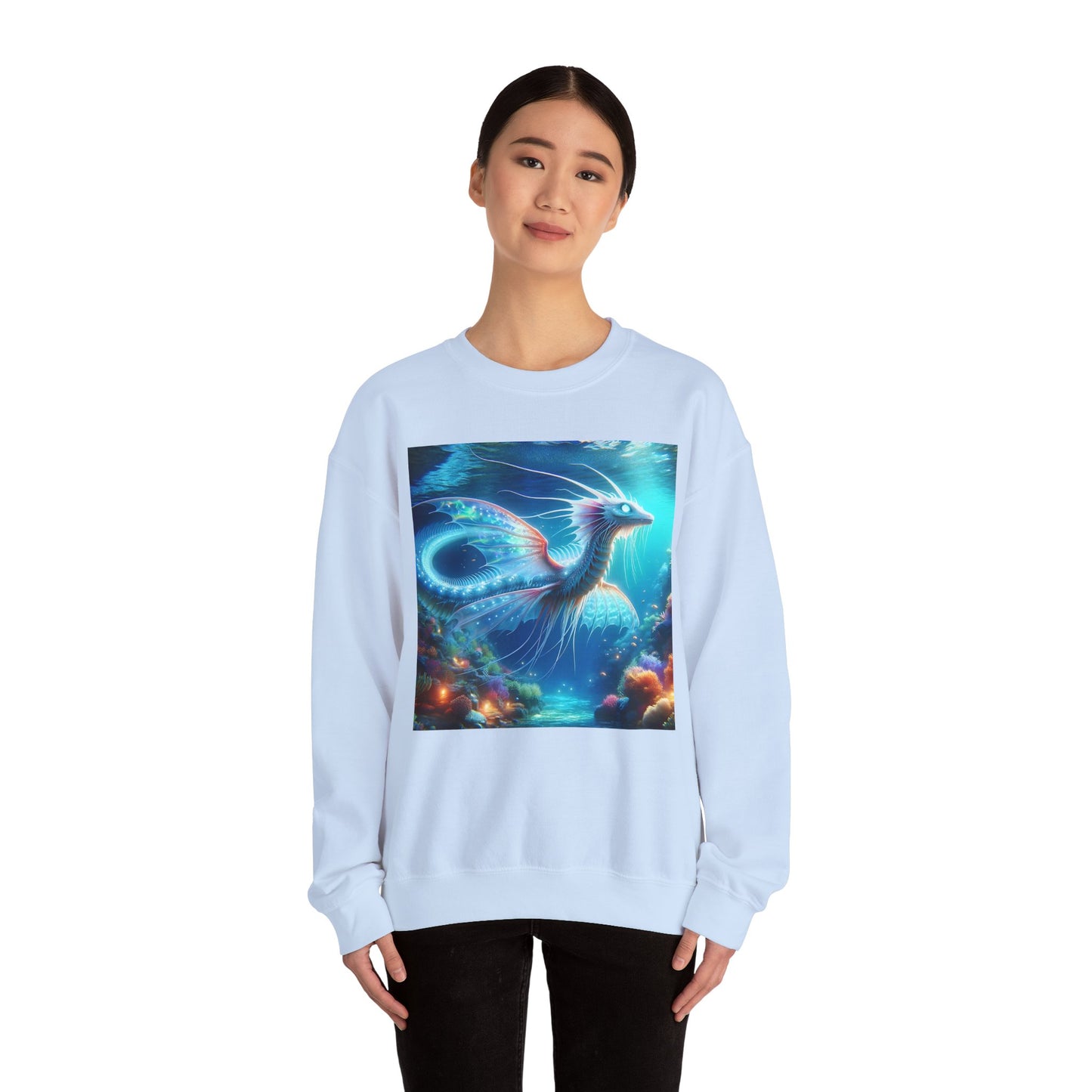 Bluza dresowa | Unisex | Okrągły dekolt | Gruba mieszanka | Mitologia morska | Ryujin | Smok wodny