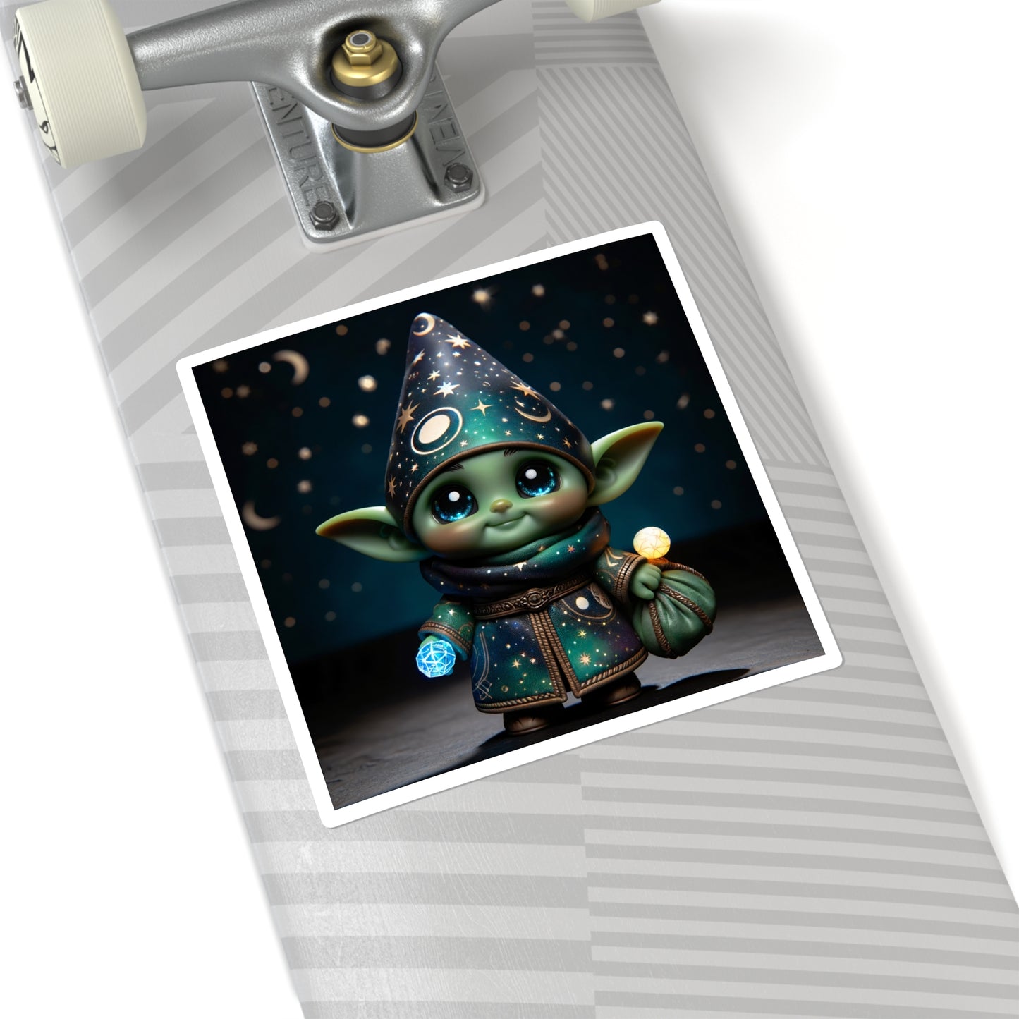 스티커 | 사각형 | 판타지 마법사 | 요정 피규어 | 녹색 요정