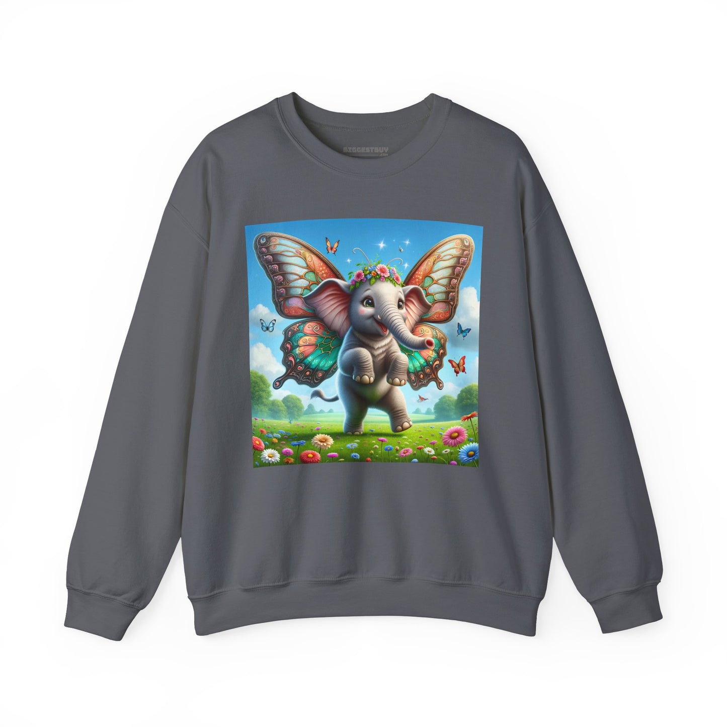 Bluza dresowa | Unisex | Okrągły dekolt | Gruba mieszanka | Baśniowa fauna | Airavata | Słonik